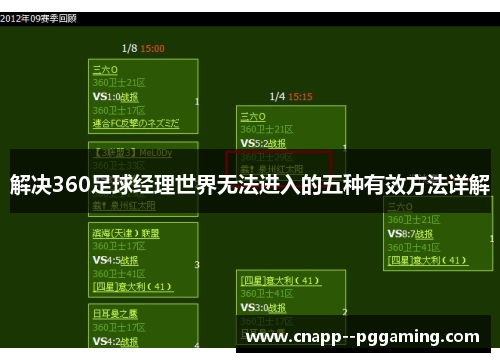 解决360足球经理世界无法进入的五种有效方法详解